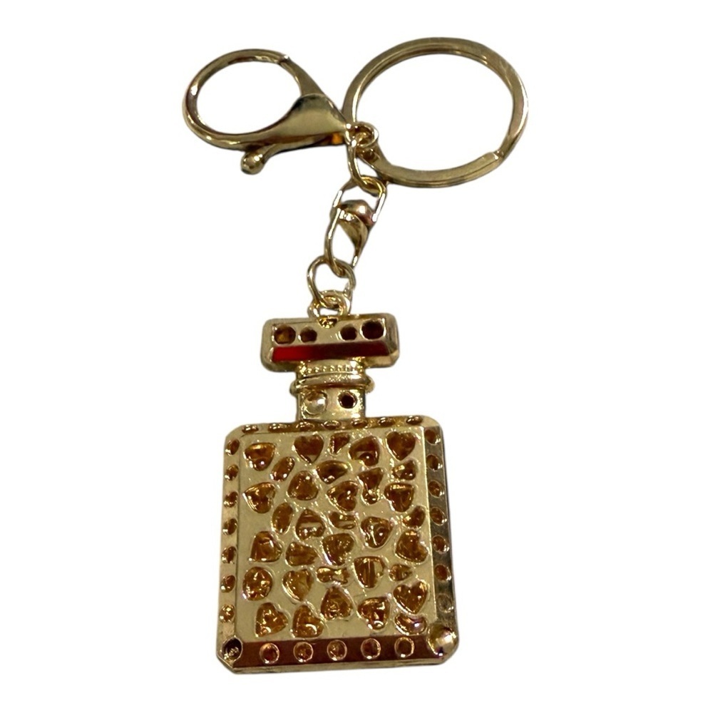 Gold Perfume Bottle Bag Charm / Keychain – Parfum No. 5 Inspired - Picture 2 of 2